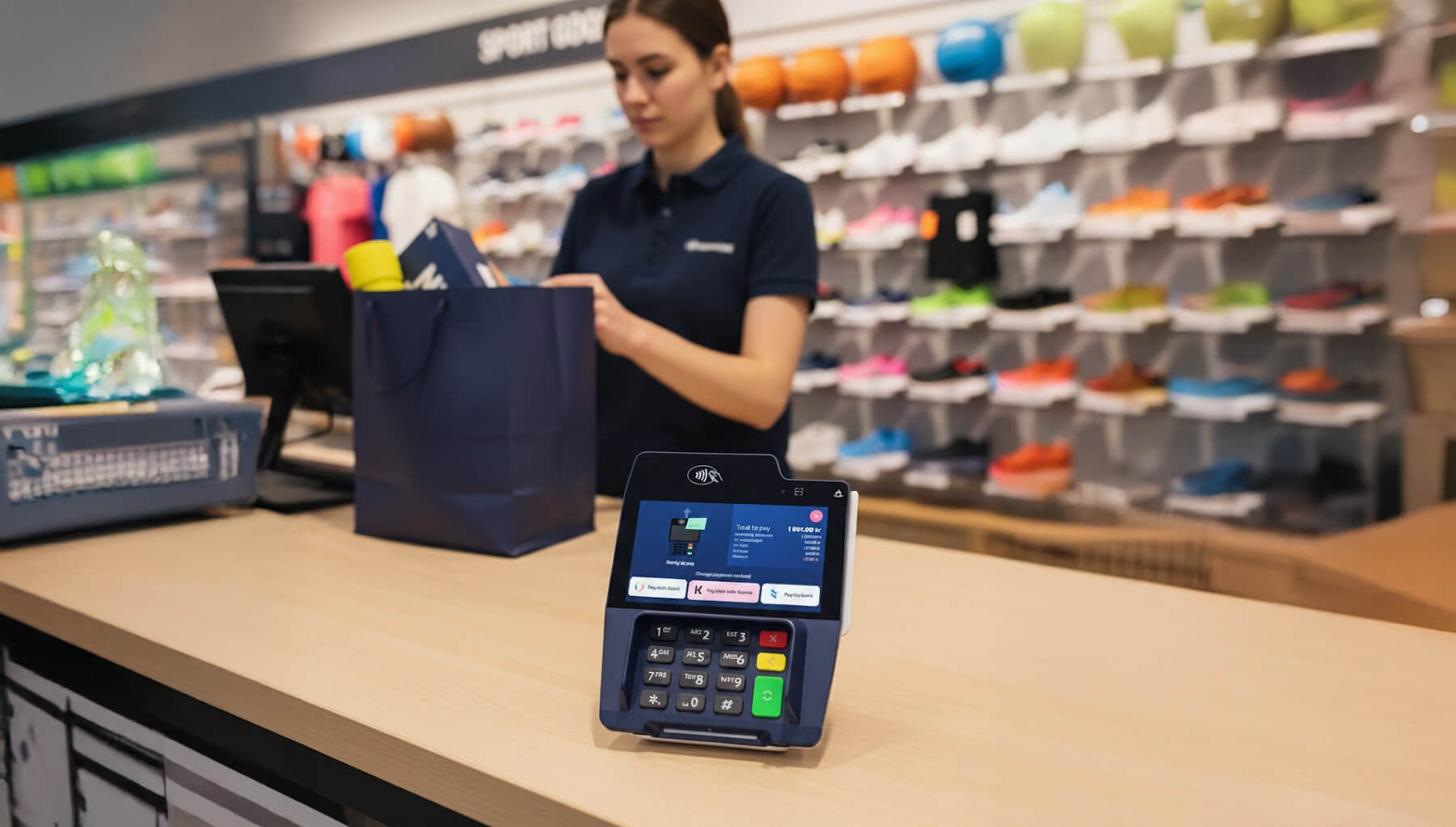 SurfPad Pro in a retail environment, customer paying