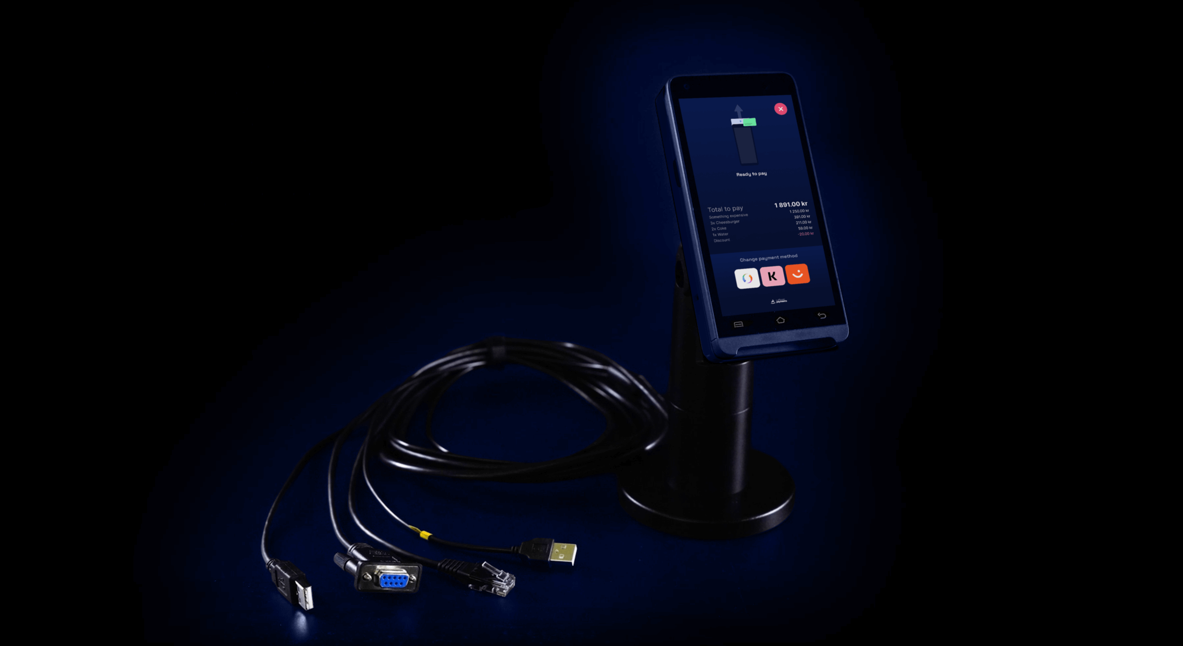 SurfTouch Pro Retail mounted on its counter stand