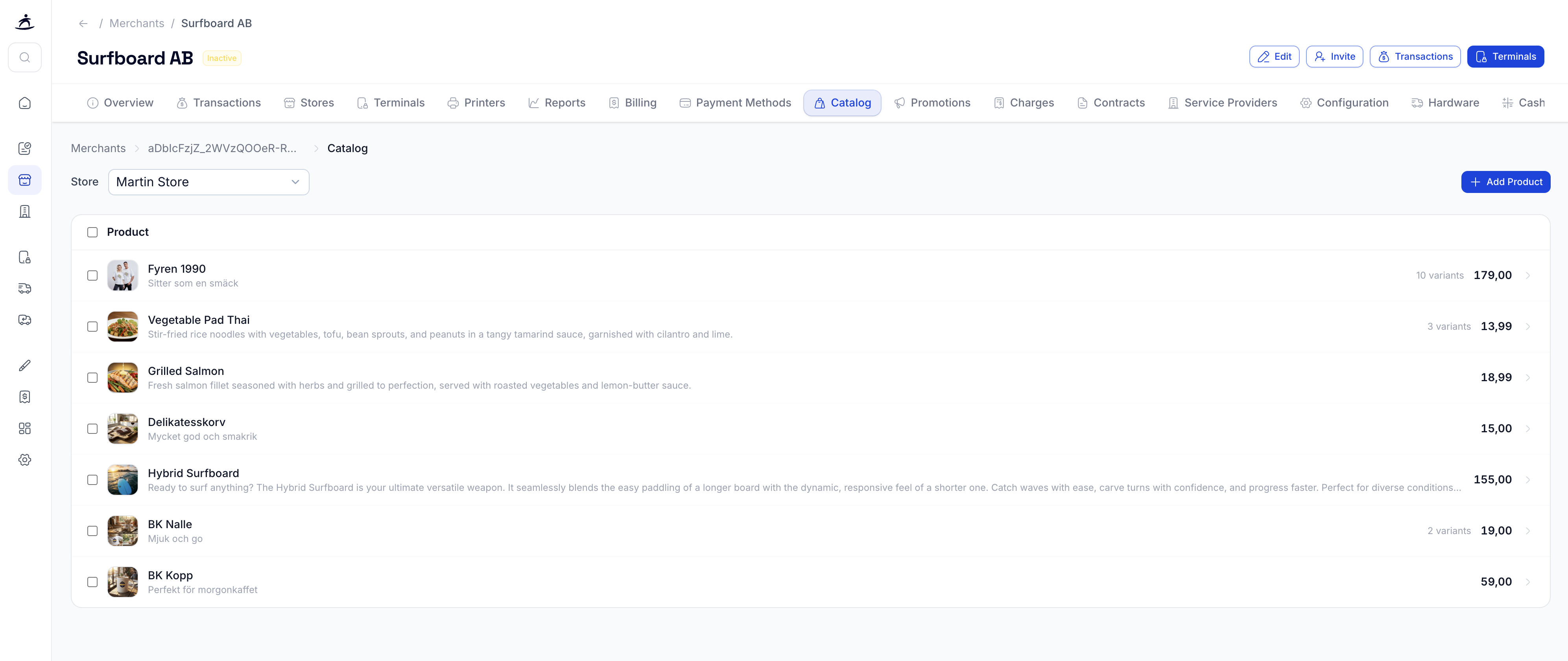 Merchant Page Catalog