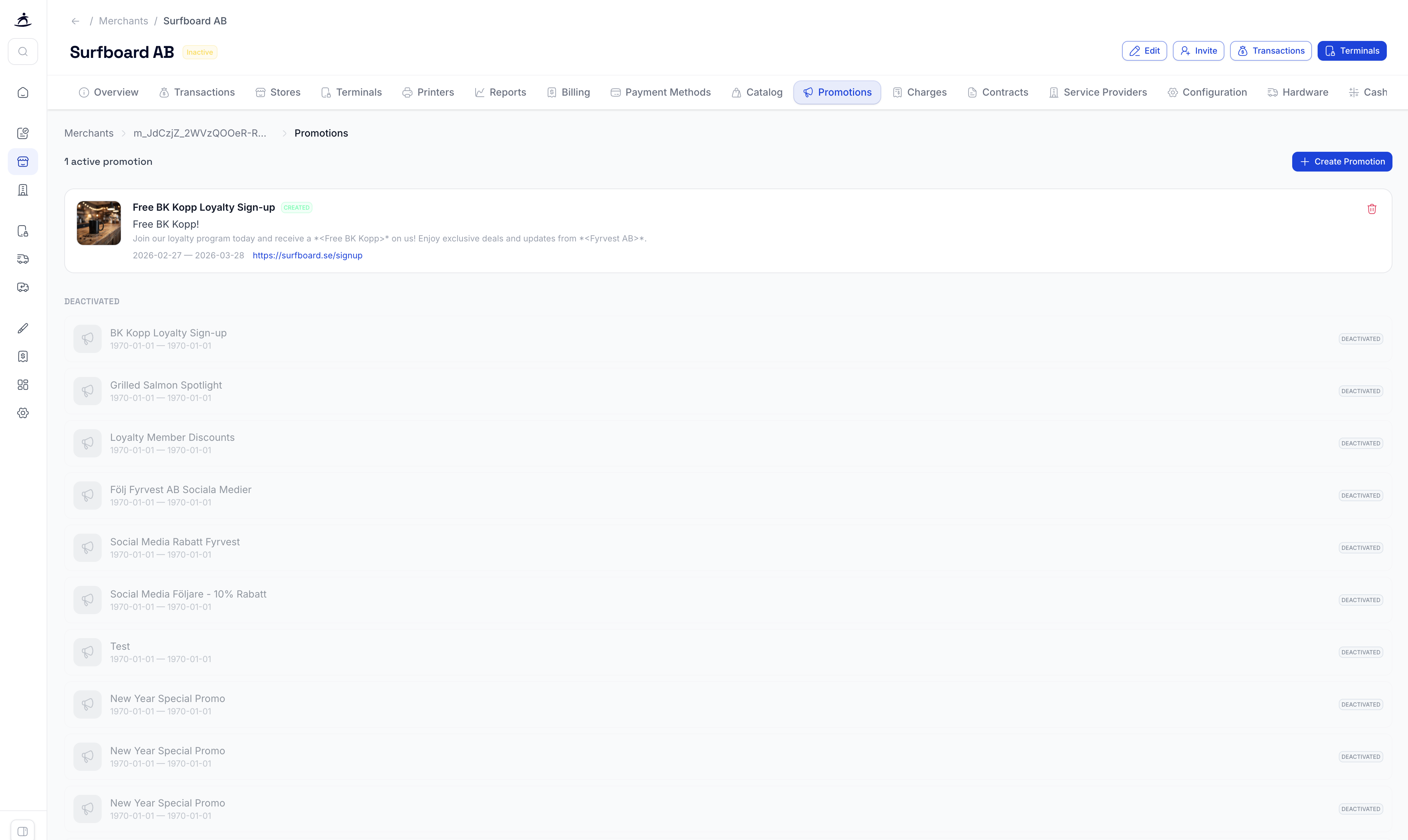 Merchant Page Promotions