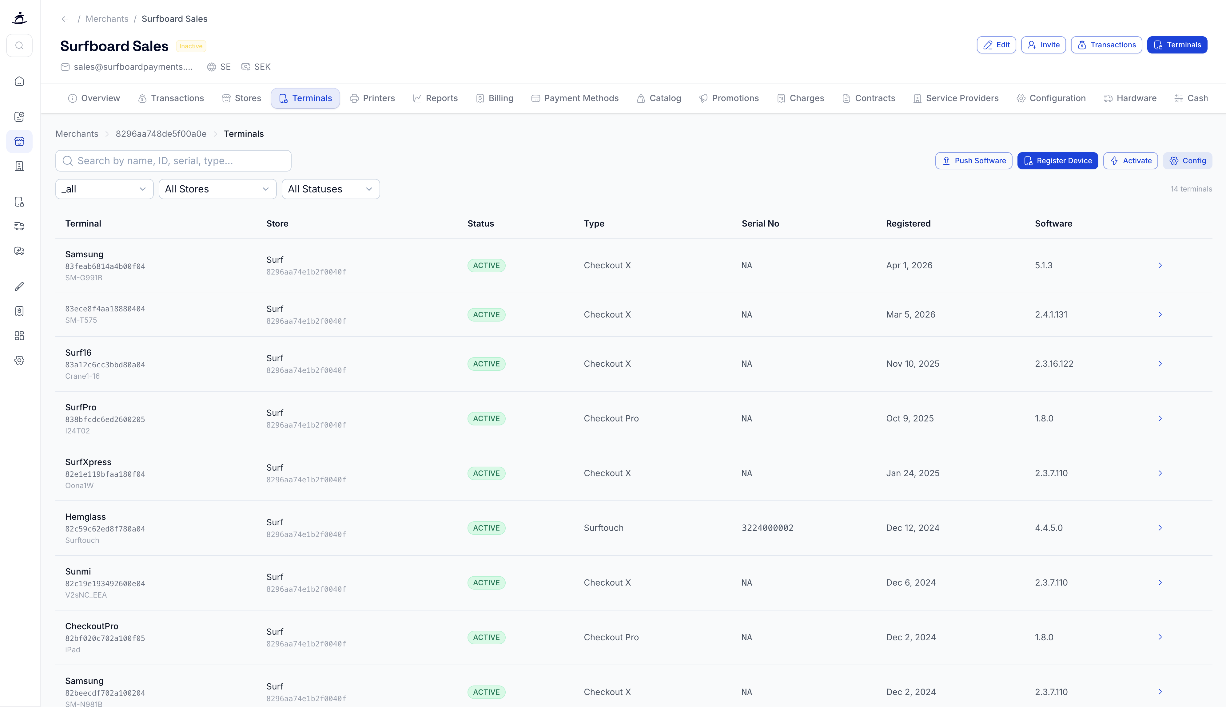 Merchant Page Terminals