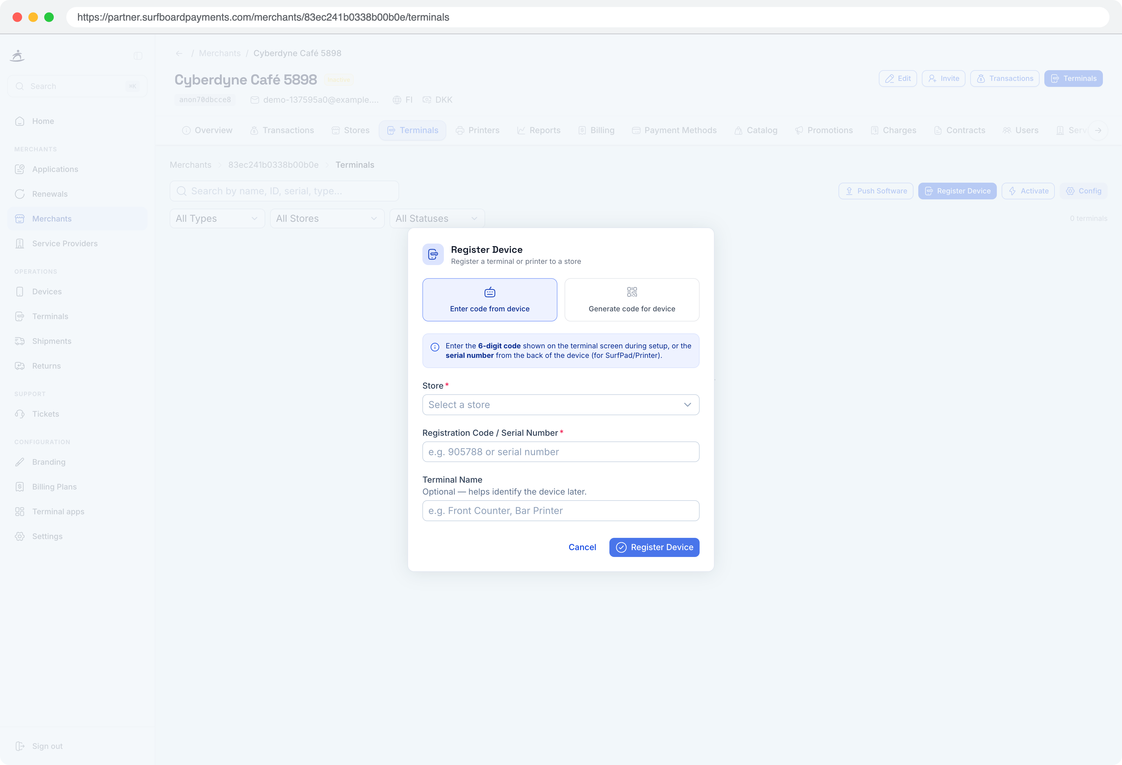 Register a device